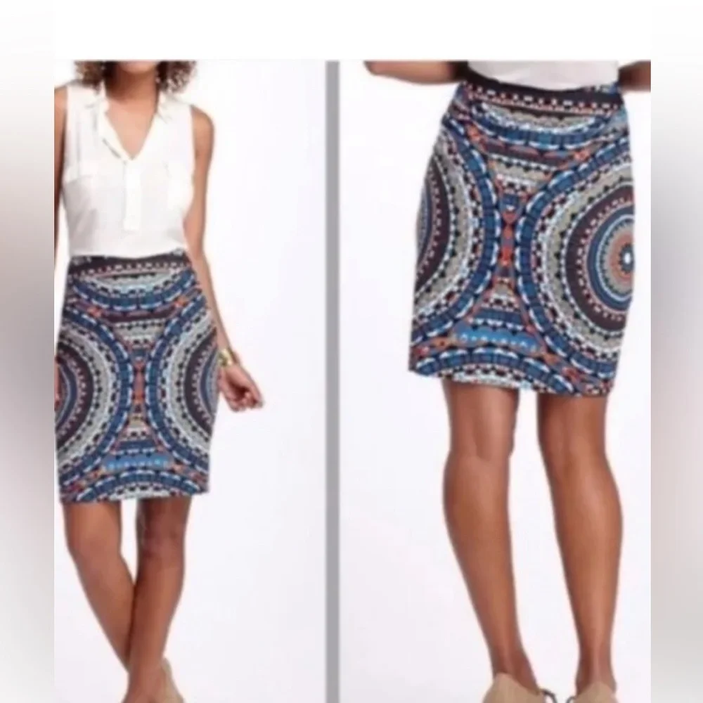Anthropologie Tabitha Kaleidoscope Olmeda Skirt pencil tribal Size 2, EUC